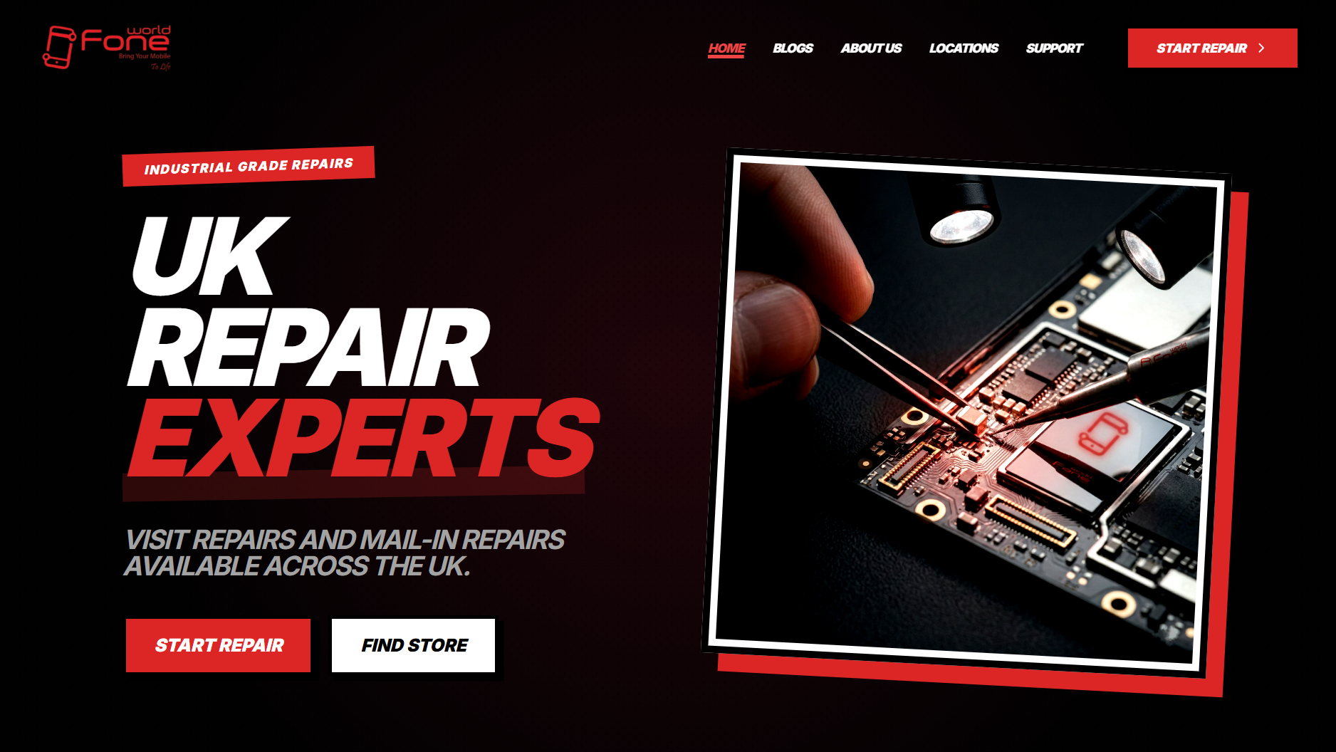 FoneWorld UK repair website homepage