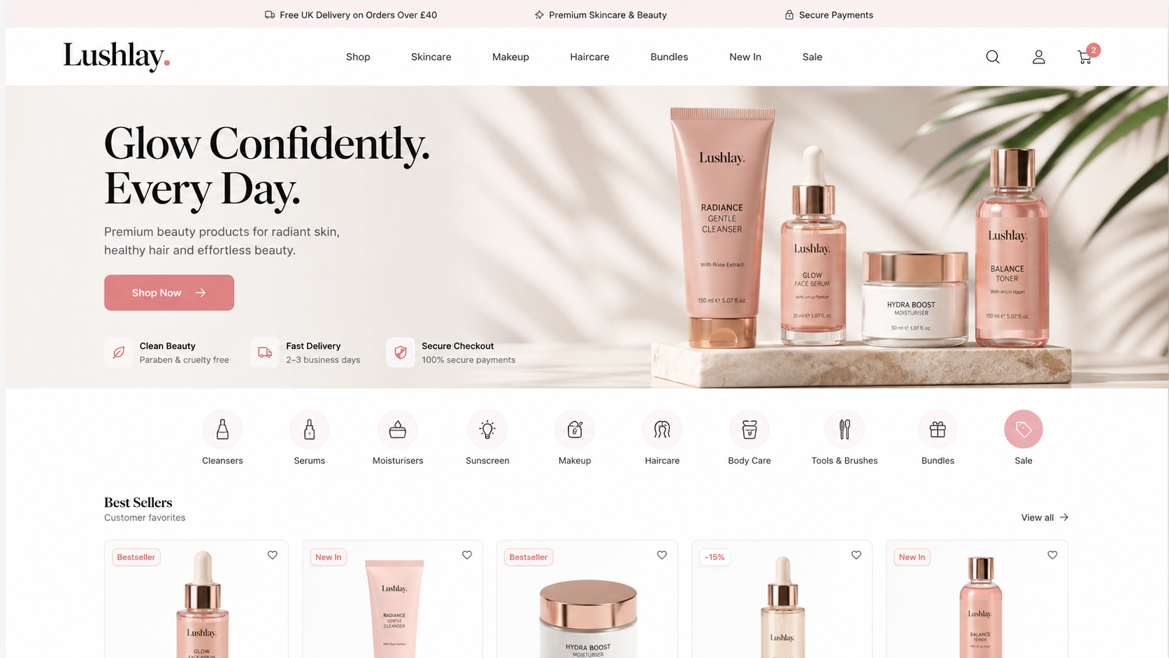 Lushlay ecommerce beauty storefront
